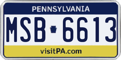 PA license plate MSB6613