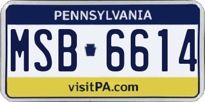 PA license plate MSB6614