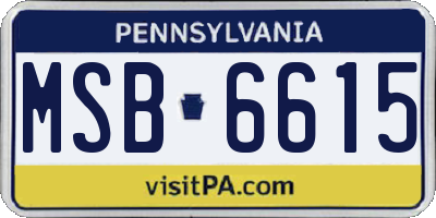 PA license plate MSB6615