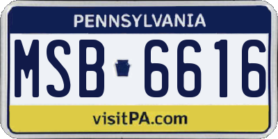 PA license plate MSB6616