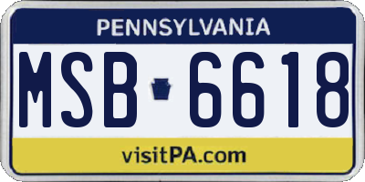 PA license plate MSB6618