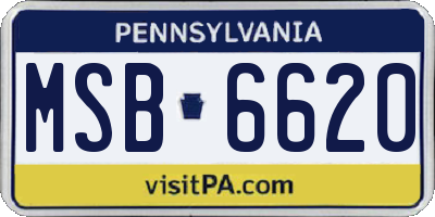 PA license plate MSB6620
