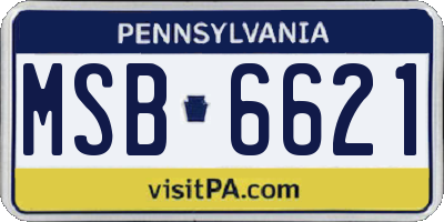 PA license plate MSB6621
