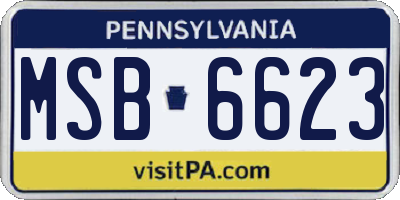 PA license plate MSB6623