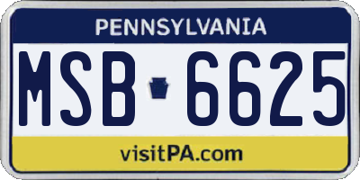 PA license plate MSB6625