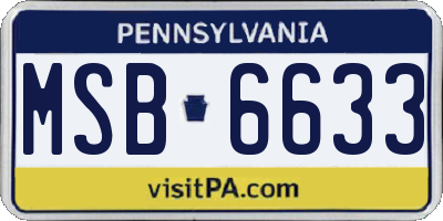 PA license plate MSB6633