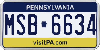 PA license plate MSB6634