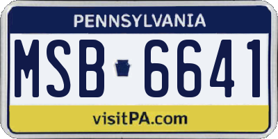 PA license plate MSB6641