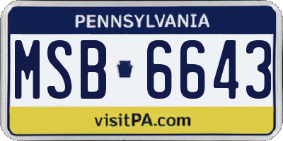 PA license plate MSB6643