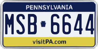 PA license plate MSB6644