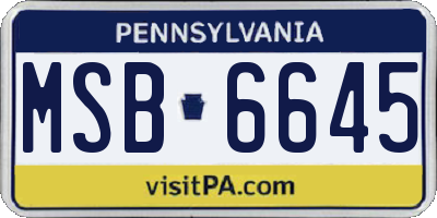PA license plate MSB6645