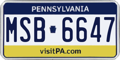 PA license plate MSB6647