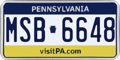 PA license plate MSB6648