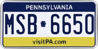 PA license plate MSB6650