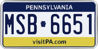 PA license plate MSB6651