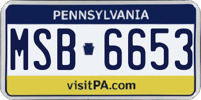 PA license plate MSB6653