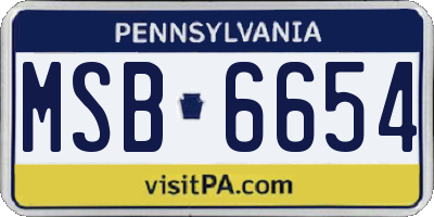 PA license plate MSB6654