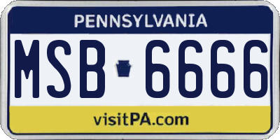 PA license plate MSB6666