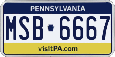 PA license plate MSB6667