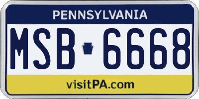PA license plate MSB6668