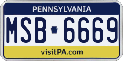 PA license plate MSB6669