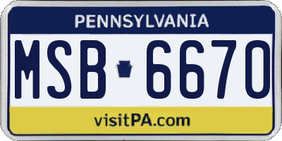 PA license plate MSB6670