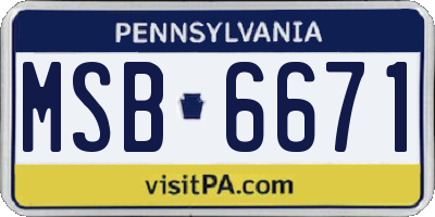 PA license plate MSB6671
