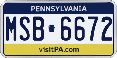 PA license plate MSB6672
