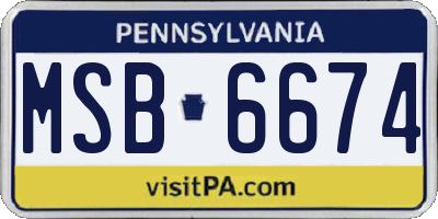 PA license plate MSB6674