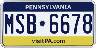 PA license plate MSB6678