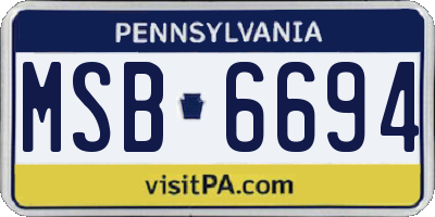 PA license plate MSB6694