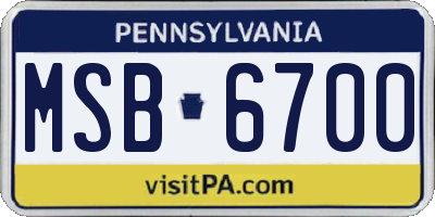 PA license plate MSB6700