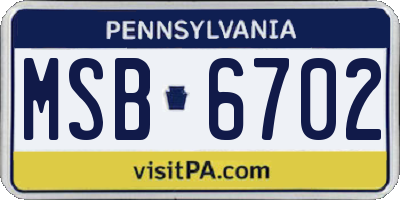 PA license plate MSB6702