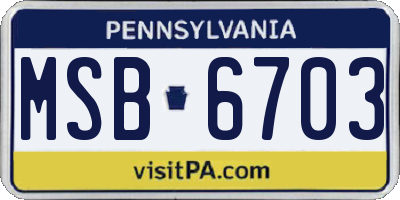 PA license plate MSB6703