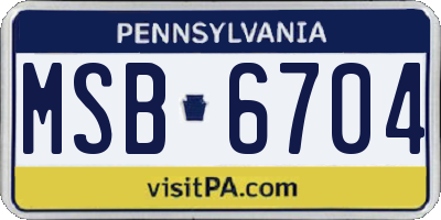 PA license plate MSB6704