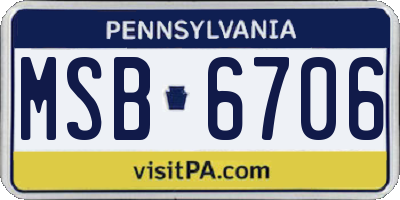 PA license plate MSB6706