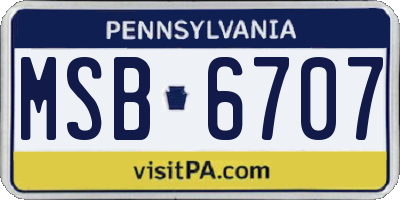 PA license plate MSB6707
