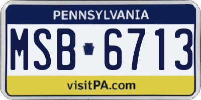 PA license plate MSB6713