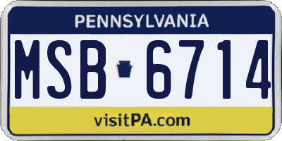 PA license plate MSB6714