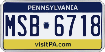 PA license plate MSB6718