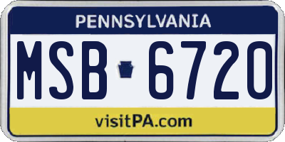 PA license plate MSB6720