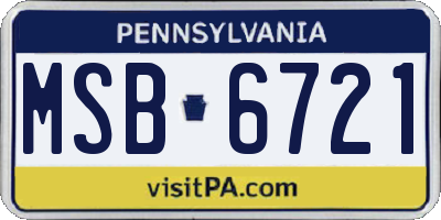 PA license plate MSB6721