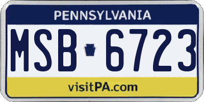 PA license plate MSB6723