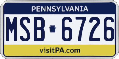 PA license plate MSB6726