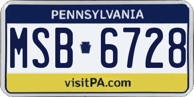 PA license plate MSB6728