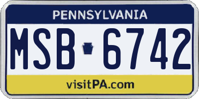 PA license plate MSB6742