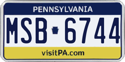 PA license plate MSB6744