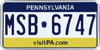PA license plate MSB6747