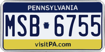 PA license plate MSB6755