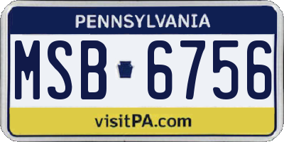 PA license plate MSB6756